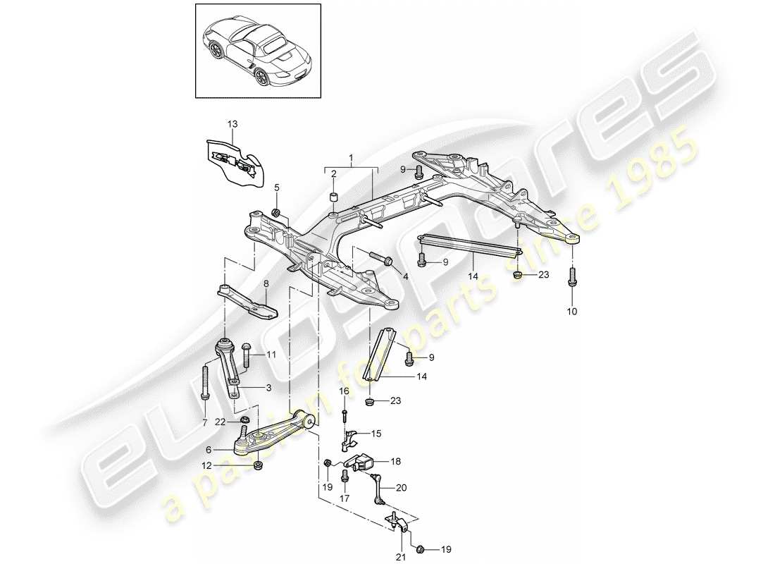 porsche 2011 (987 boxster) diagramme des pièces de la traverse
