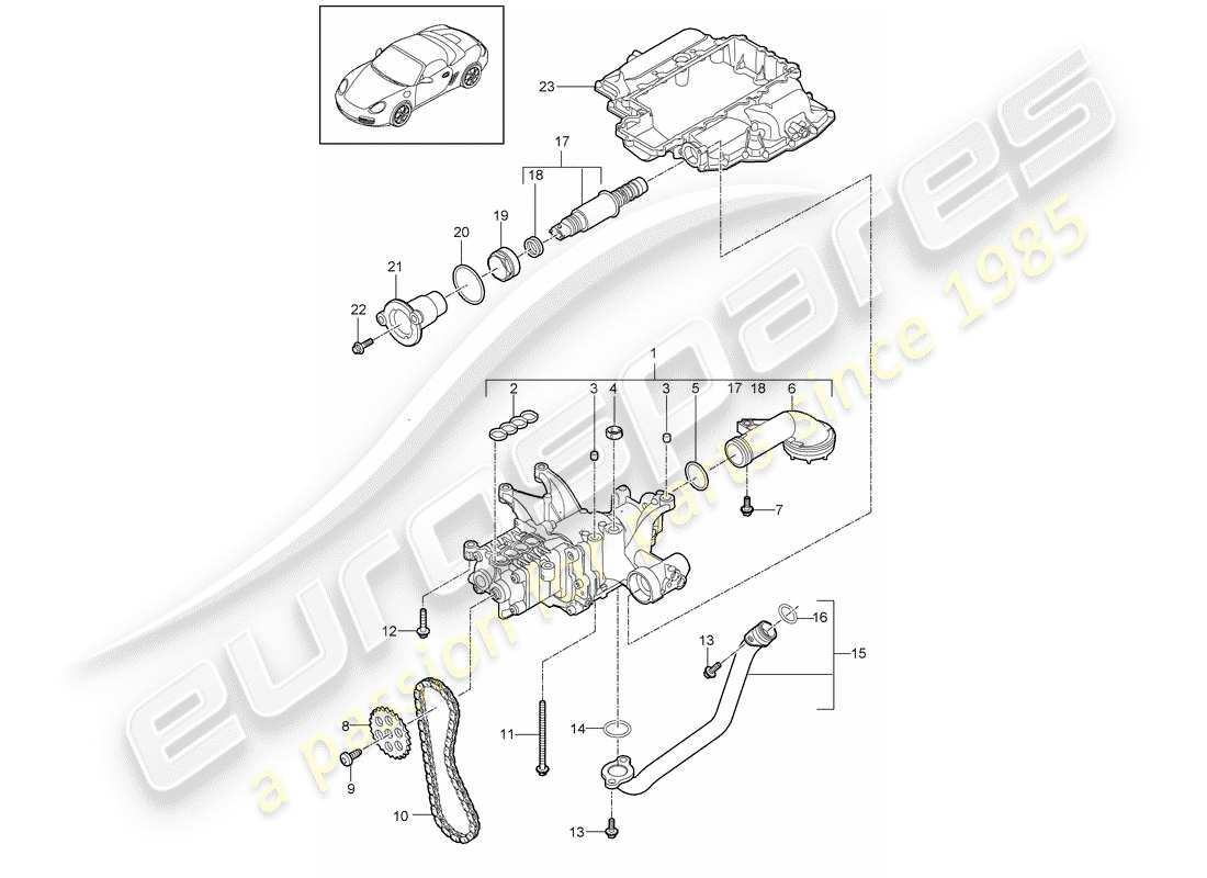 porsche 2011 (987 boxster) la pompe à huile schéma des pièces
