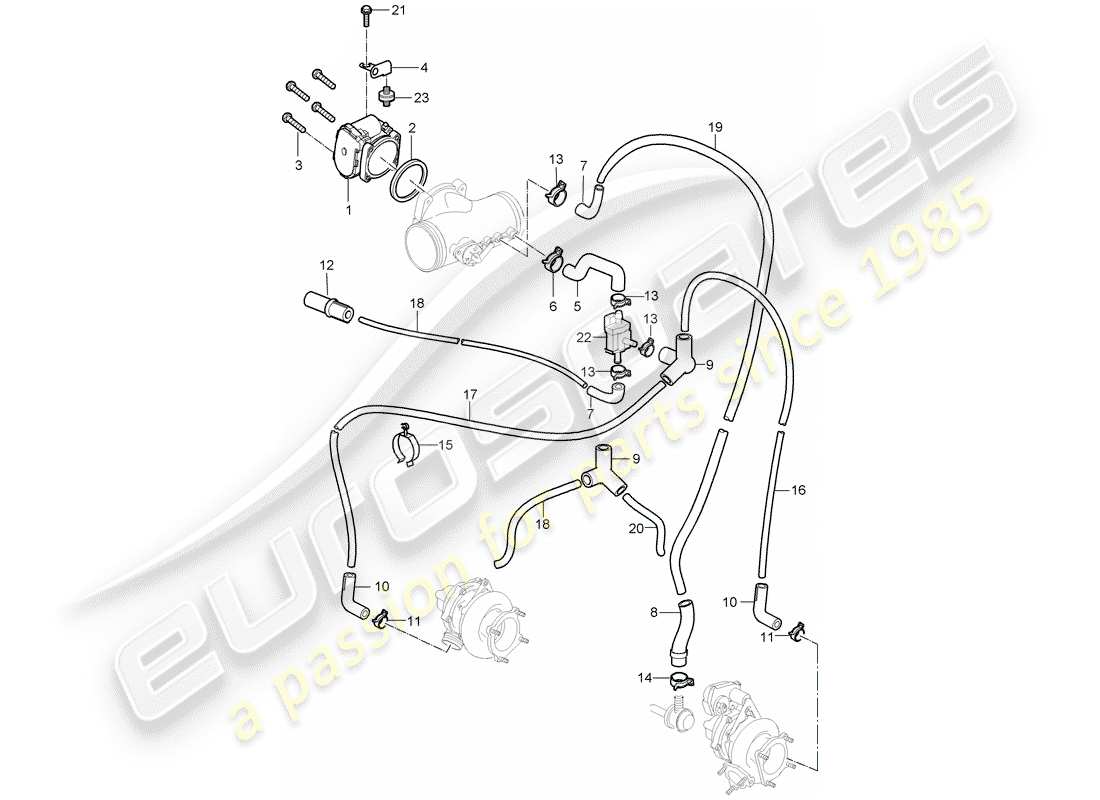 porsche 2009 997-2 turbo / gt2 corps de papillon - schéma des pièces