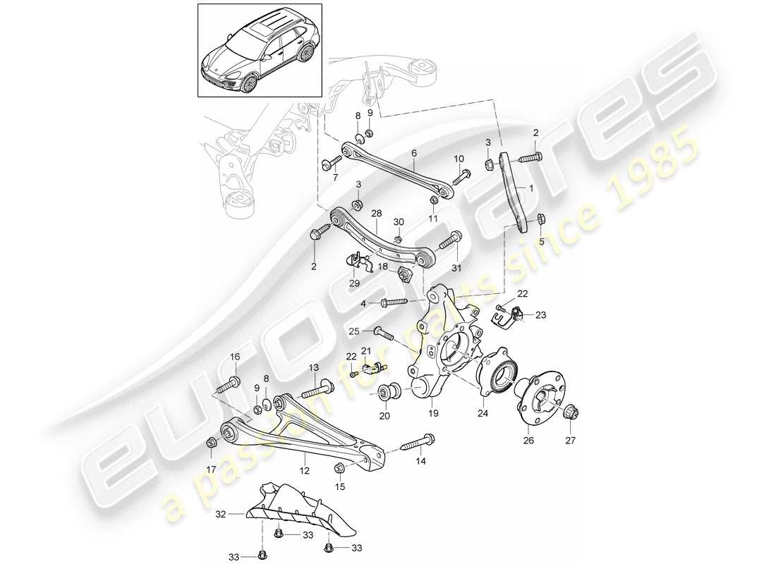 porsche 2015 (cayenne e2 92a) essieu arrière schéma des pièces