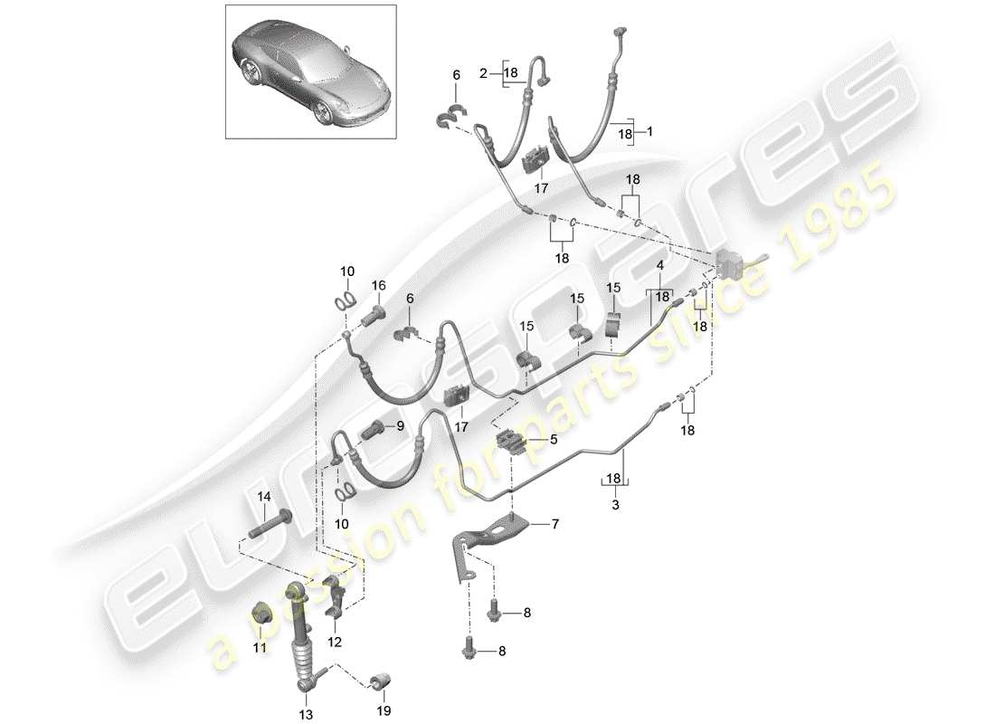 porsche 2014 (991-1) lignes schéma des pièces