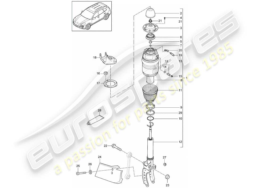 porsche 2011 (cayenne e2 92a) ressort de l'air schéma des pièces