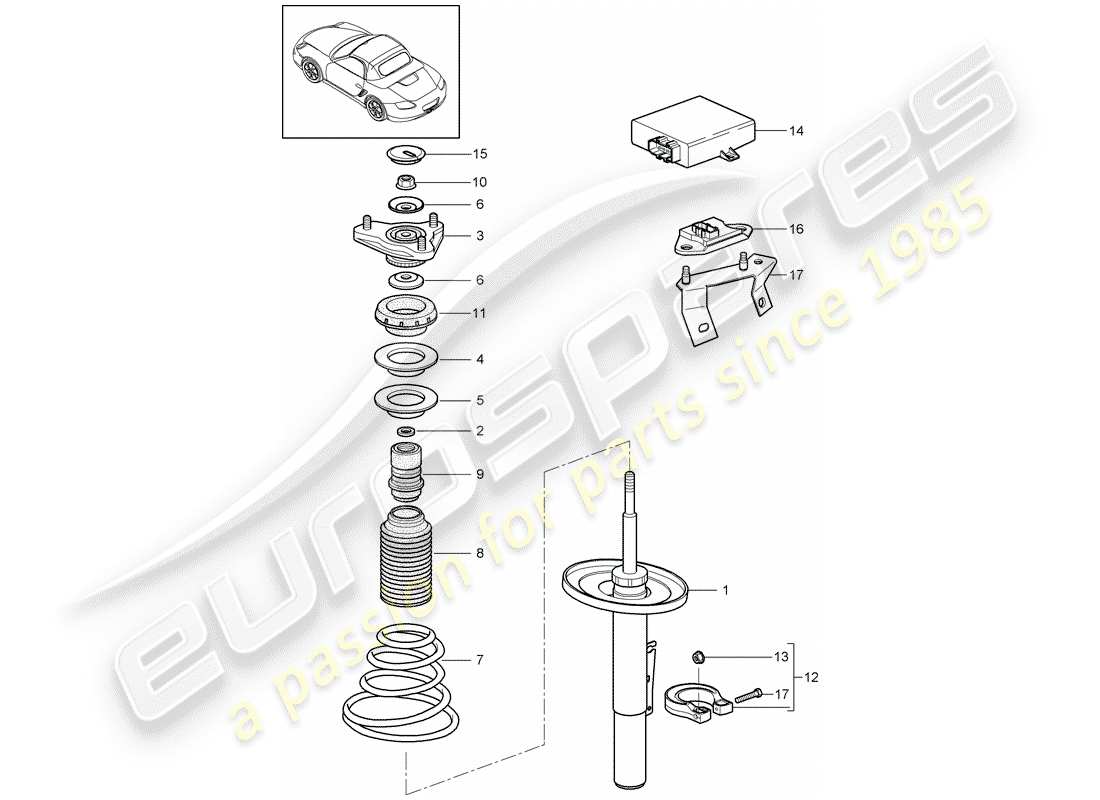 porsche 2011 (987 boxster) suspension schéma des pièces