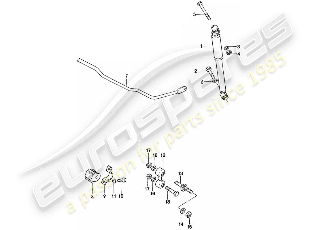 porsche 1986 (924s) amortisseur de vibrations - stabilisateur schéma des pièces
