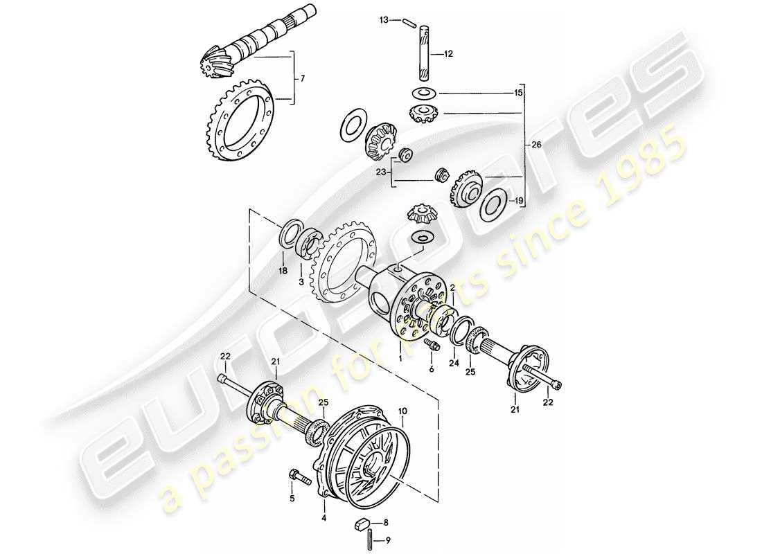 porsche 1977 (924) différentiel - 4-speed diagramme de pièce