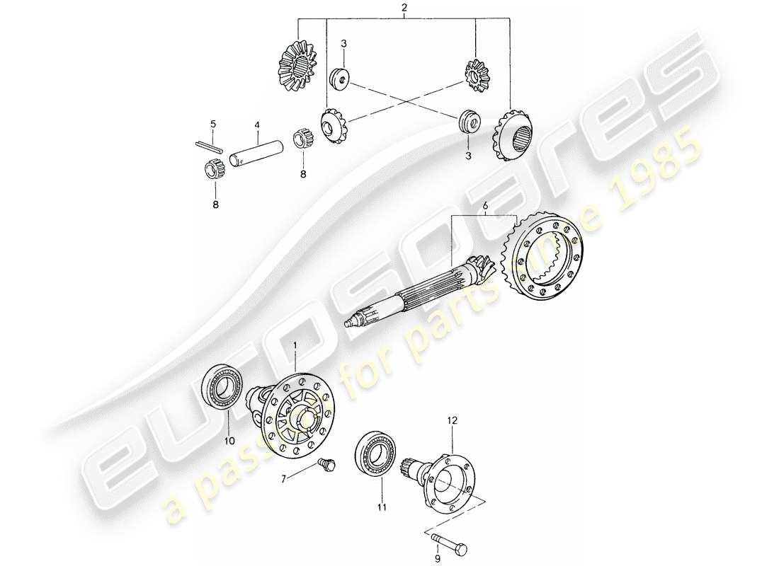 porsche 1996 (993) différentiel diagramme de pièce