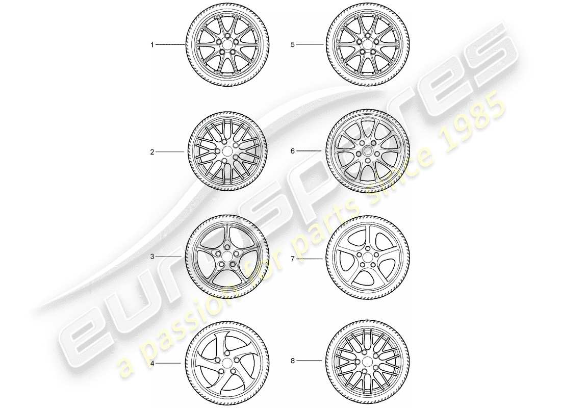 porsche 2001 (tequipment) ensembles de roues dentées schéma des pièces