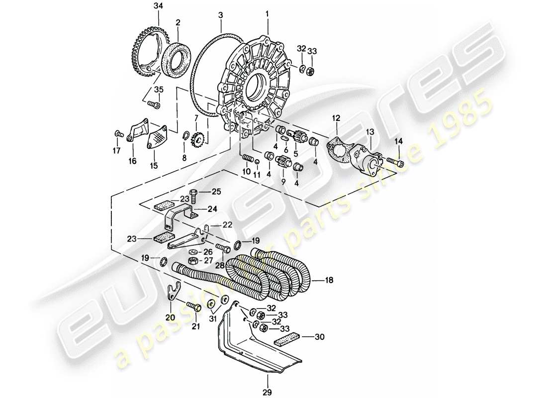 porsche 1986 (911) pompe à huile - et - refroidissement d'huile - pour - transmission schéma des pièces