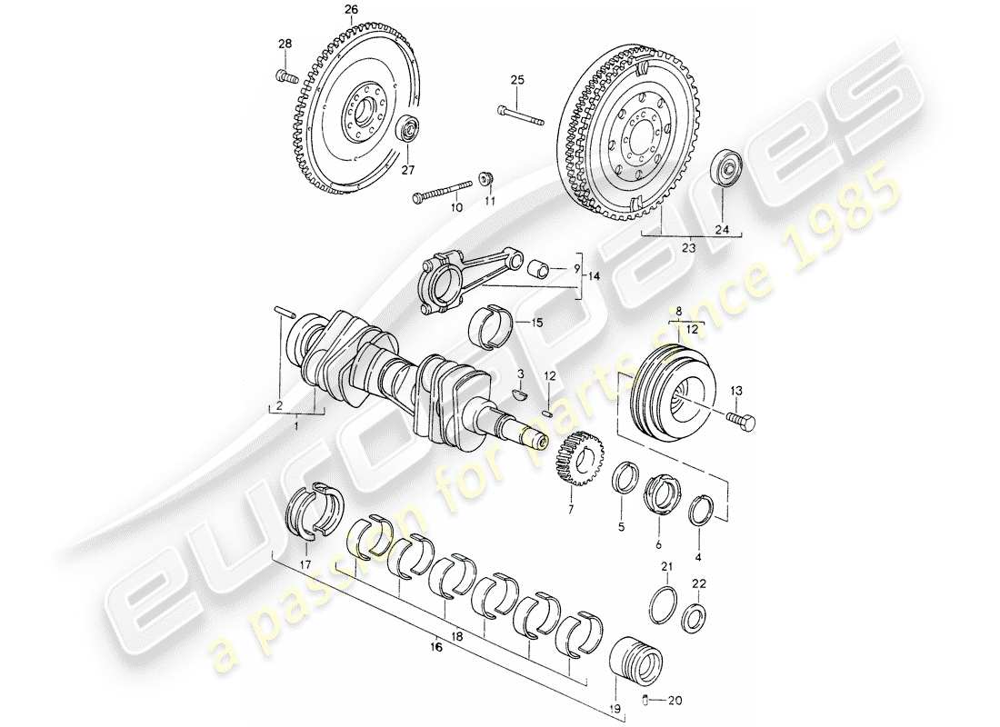 porsche 1997 (993) diagramme de pièce de vilebrequin