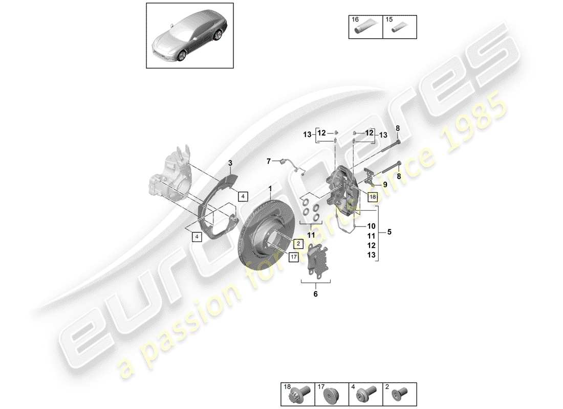 porsche 2019 (panamera 971-1) freins à disque schéma des pièces