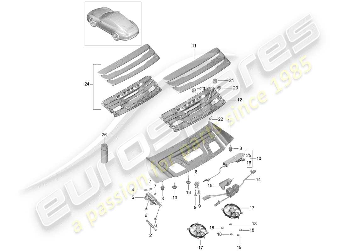 porsche 2014 (991-1) couverture schéma des pièces