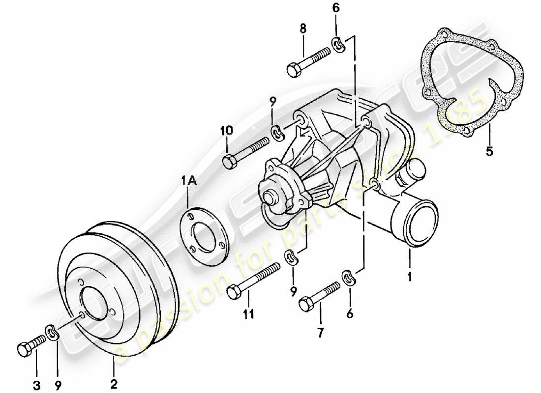 porsche 1981 (924) pompe à eau schéma des pièces