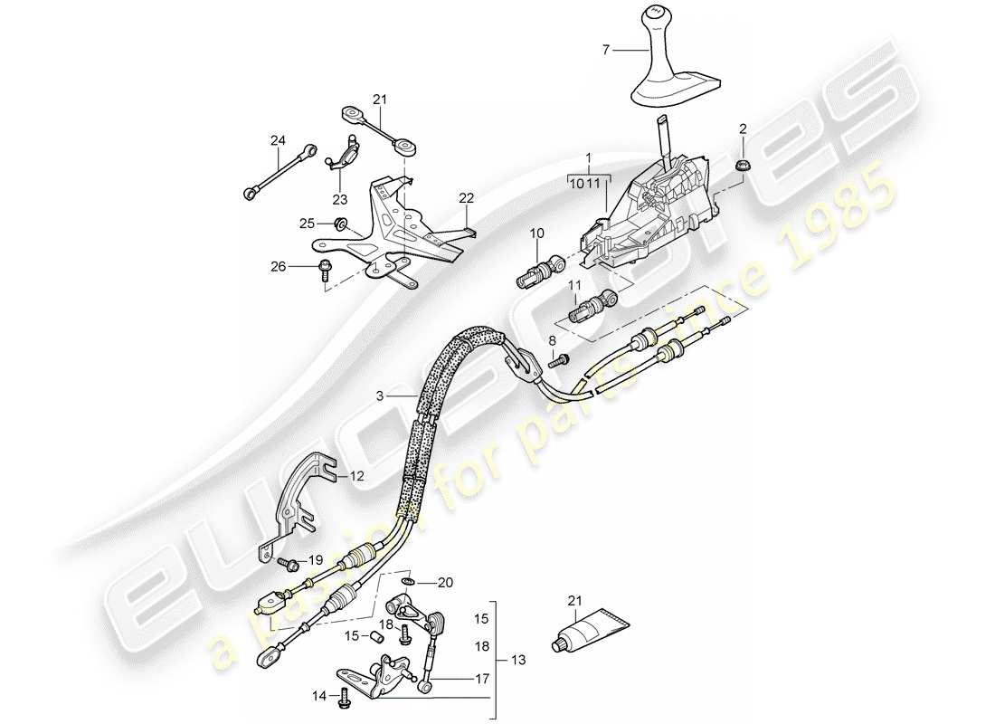 porsche 2007 (987 cayman) diagramme de pièce de commande de transmission