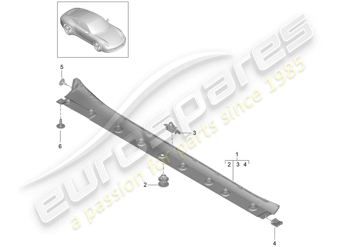 porsche 2014 (991-1) garniture de longeron schéma des pièces