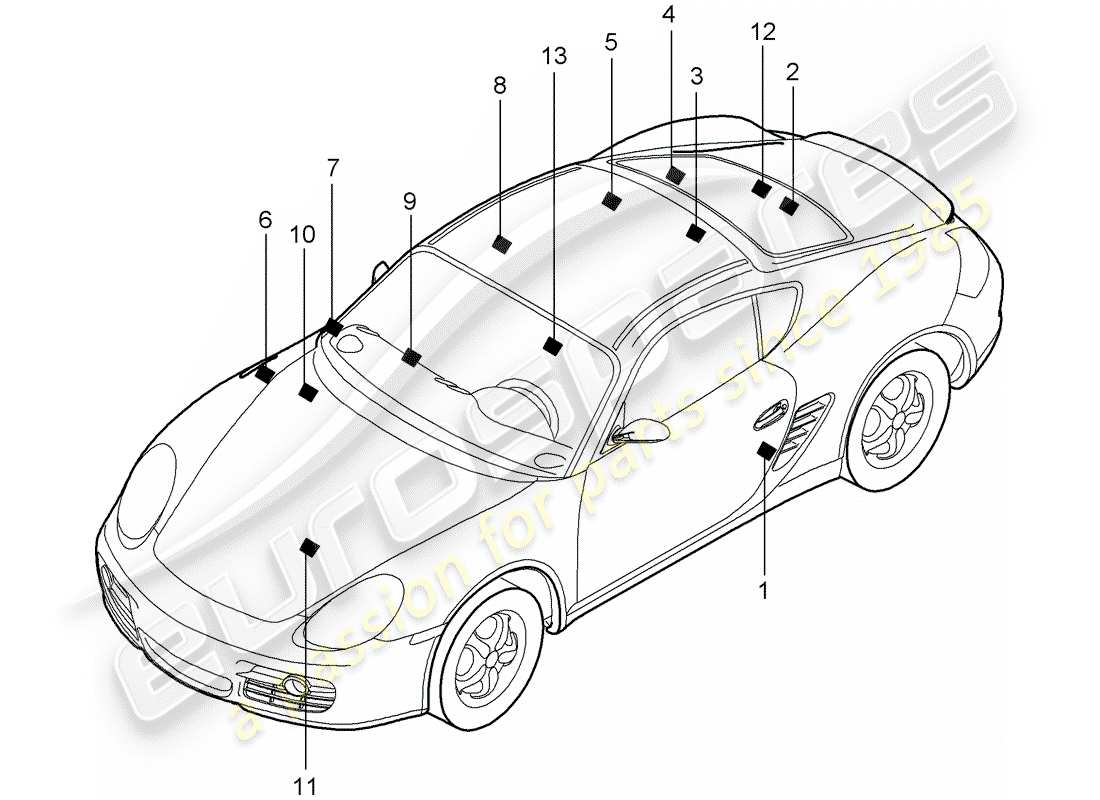 porsche 2009 (987 cayman) signes/avis schéma des pièces