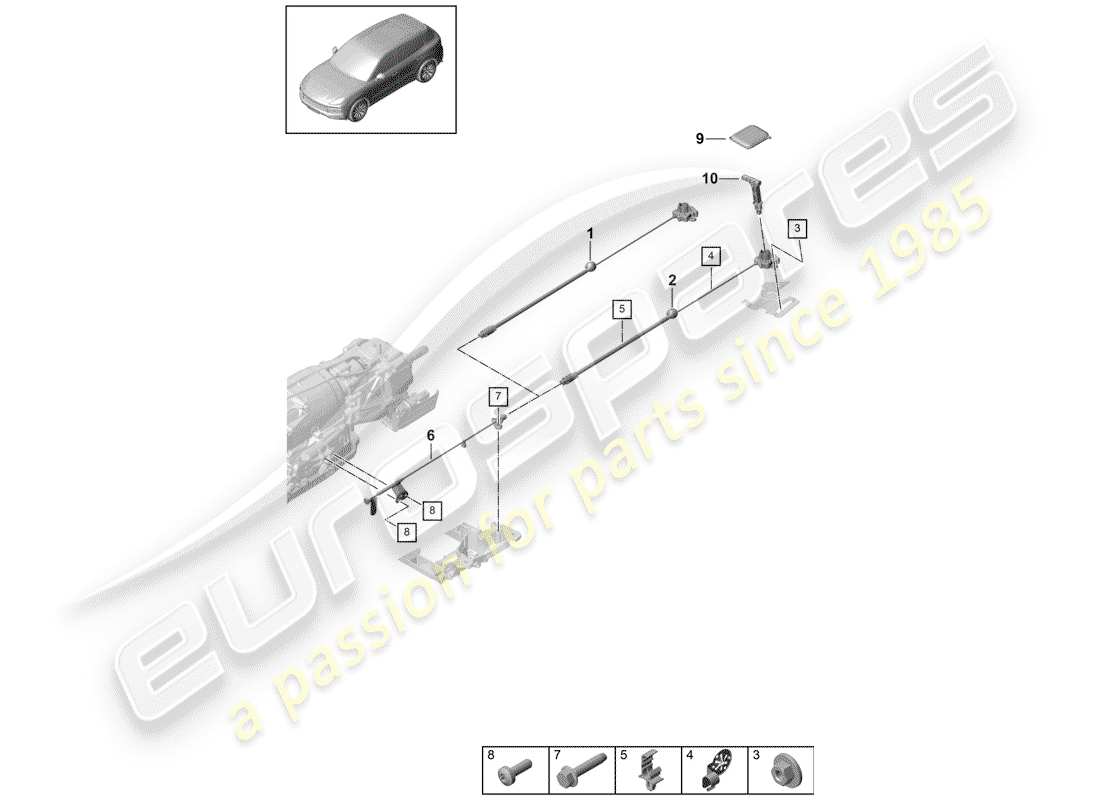 porsche 2020 (cayenne e3 9ya/9yb) unité d'actionnement pour schéma des pièces