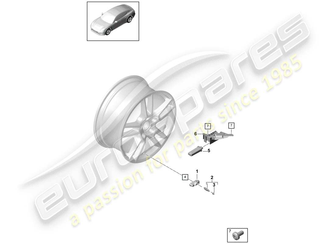 porsche 2019 (panamera 971-1) système de contrôle de la pression des pneus schéma des pièces