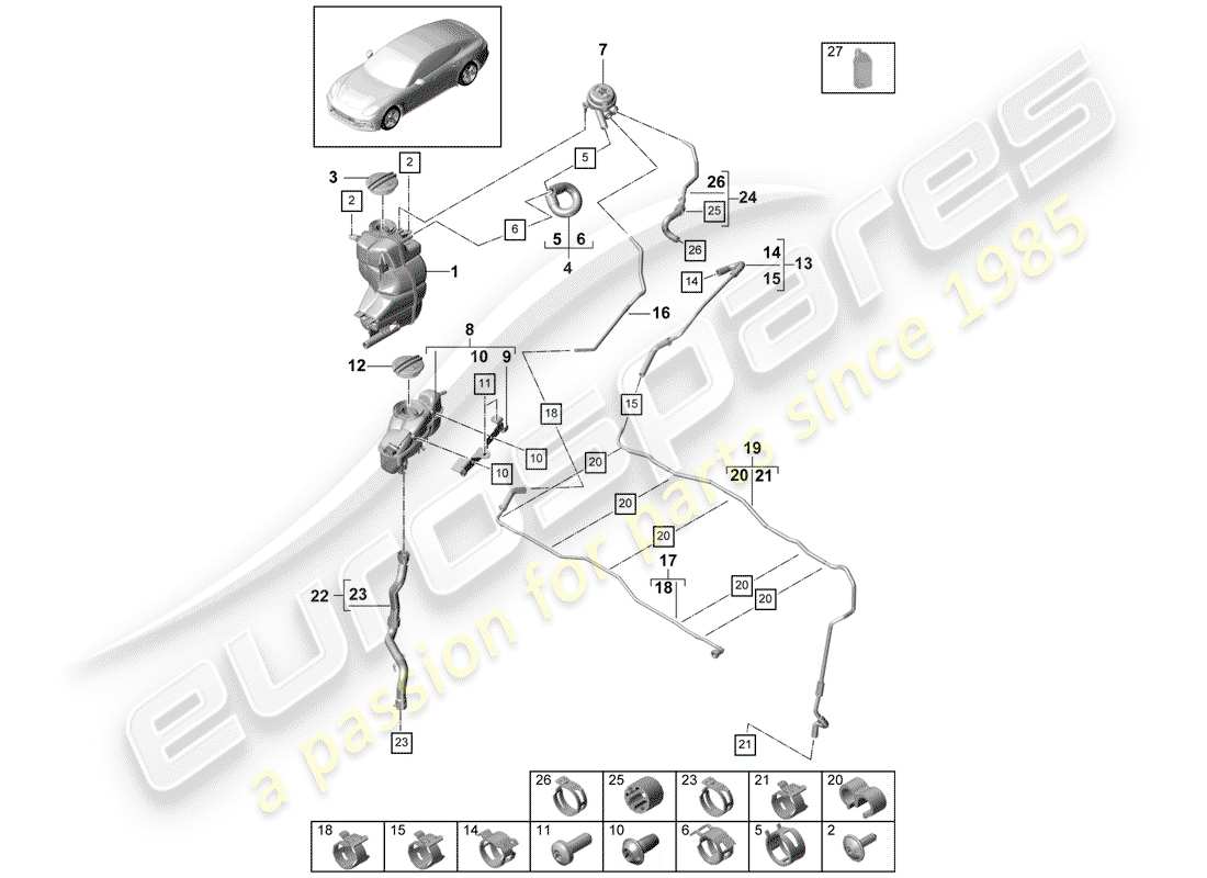 porsche 2017 (panamera 971-1) refroidissement par eau schéma des pièces