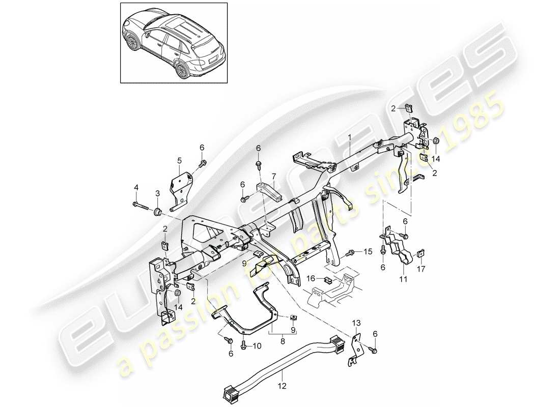 porsche 2012 (cayenne e2 92a) cadre de retenue schéma des pièces