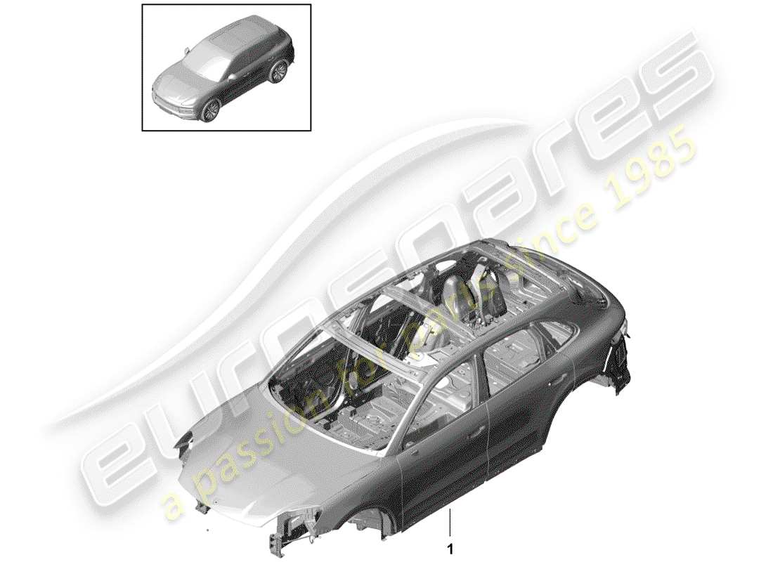 porsche 2019 (cayenne e3 9ya/9yb) carrosserie diagramme de pièce