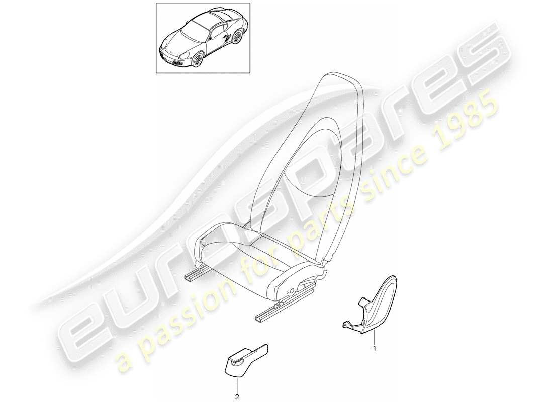 porsche 2012 (987 cayman) siège avant schéma des pièces