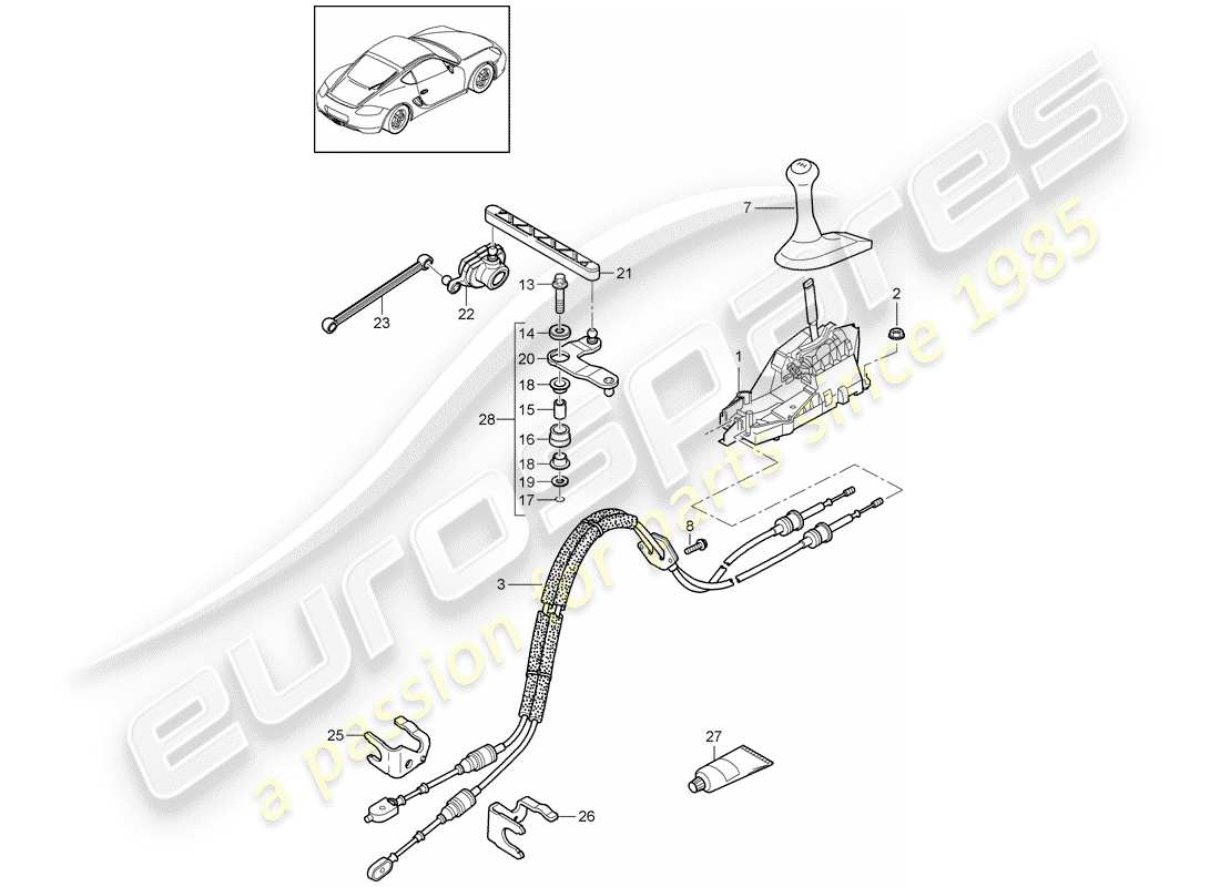 porsche cayman 987 (2011) diagramme de pièce de commande de transmission