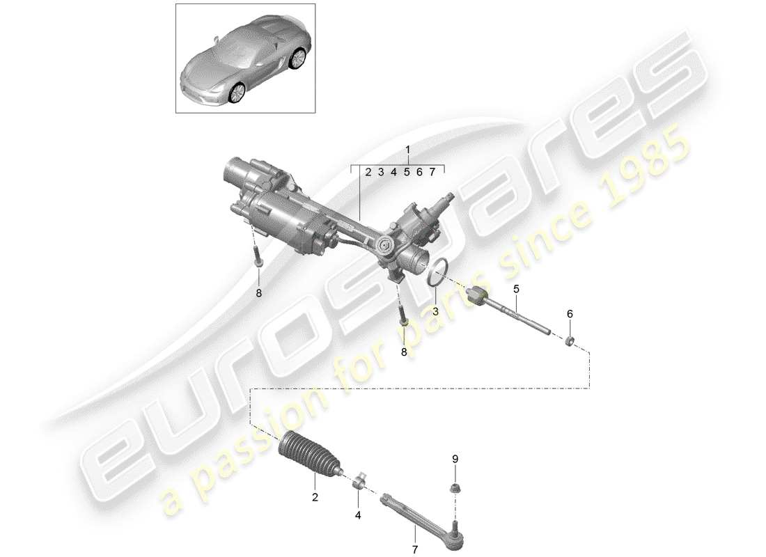 porsche 2016 (981 boxster spyder) l'appareil à gouverner schéma des pièces
