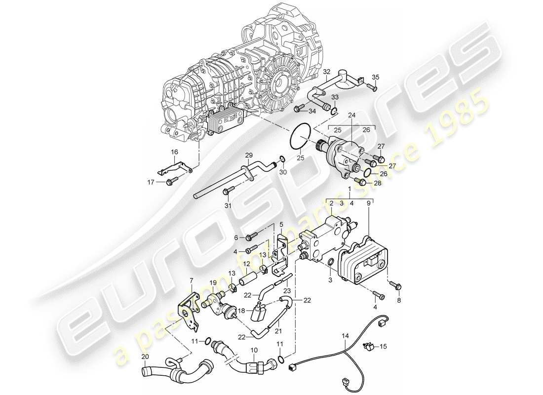 porsche 2009 997-2 turbo / gt2 refroidisseur d'huile à engrenages schéma des pièces