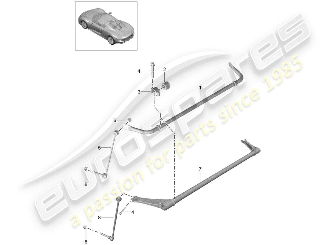 porsche 918 spyder (2015) schéma des pièces du stabilisateur