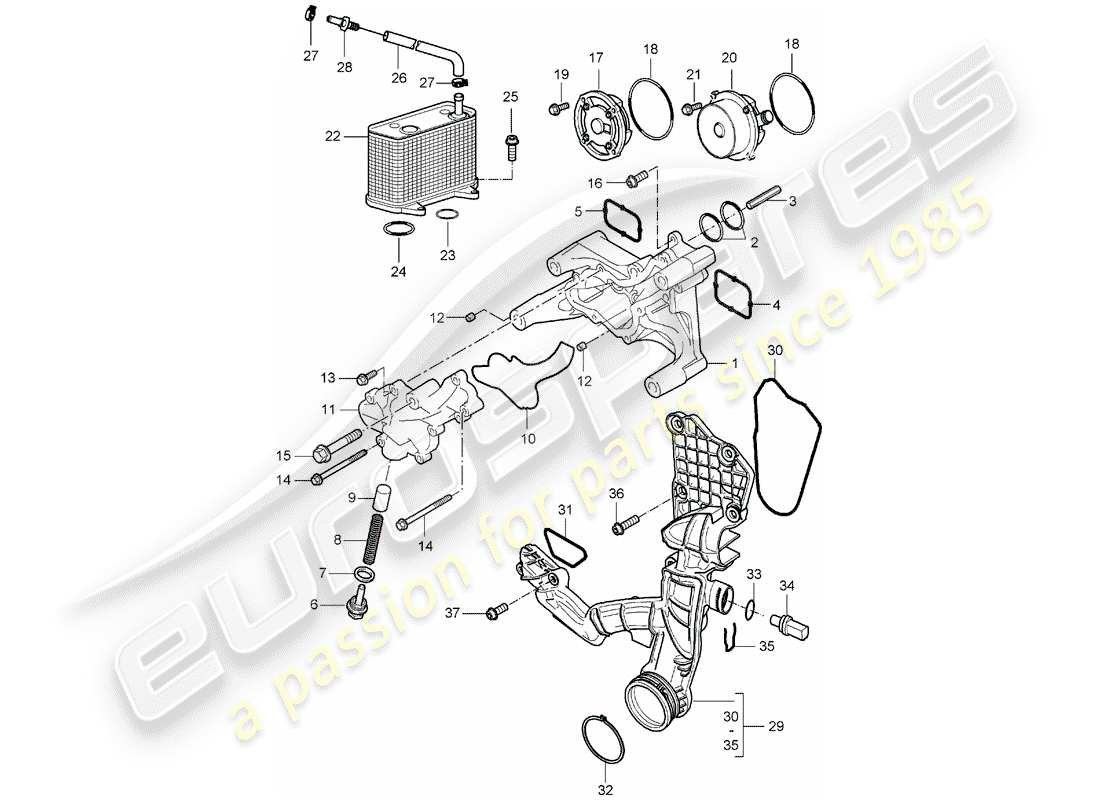 porsche 2007 (987 boxster) pompe à huile schéma des pièces