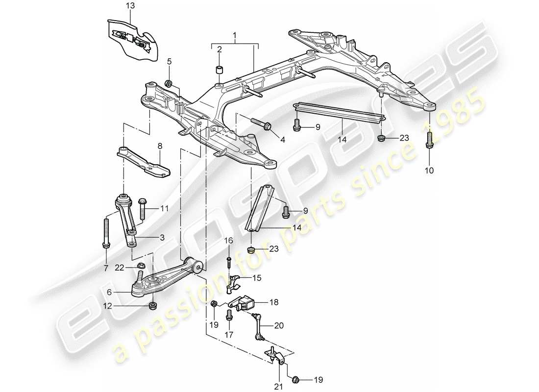 porsche 2007 (987 boxster) diagramme des pièces de la traverse