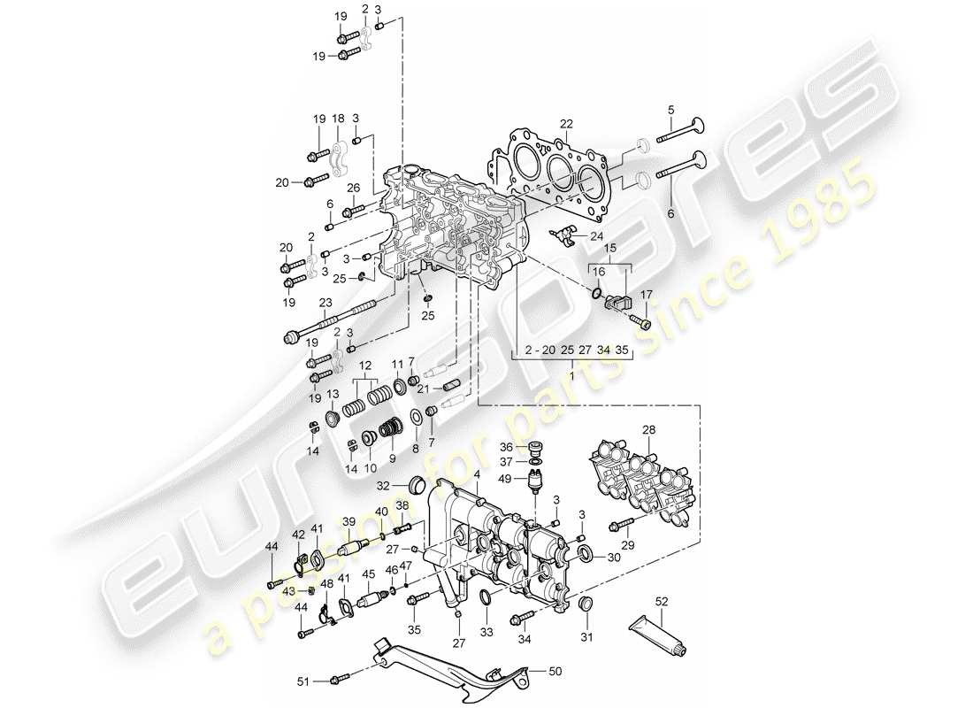 porsche 2008 (987 boxster) culasse schéma des pièces