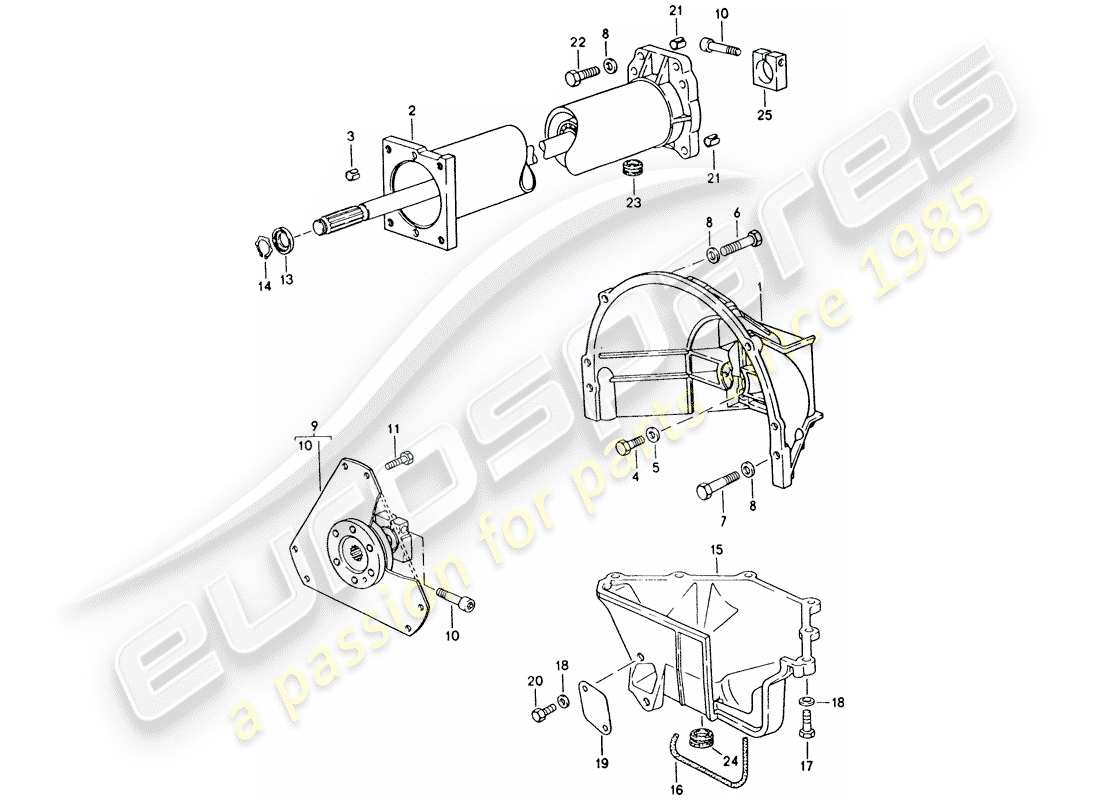 porsche 1994 (928) transmission automatique - tube central schéma des pièces