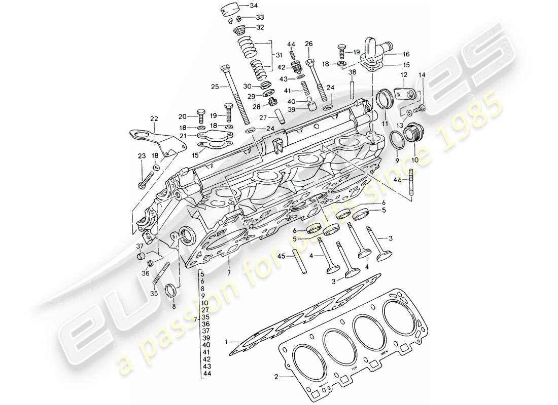 porsche 1994 (928) culasse - kit de réparation pour entretien - voir illustration : vue eclatée