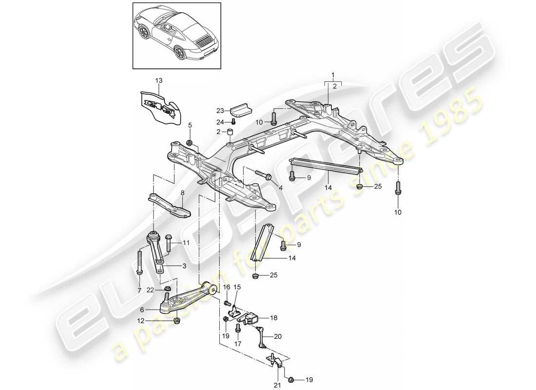 porsche 2010 (997-2) traverse schéma des pièces