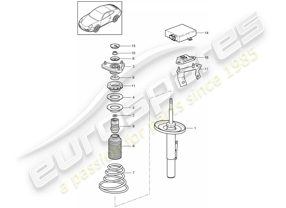 porsche 997 gen. 2 (2010) schéma des pièces de suspension