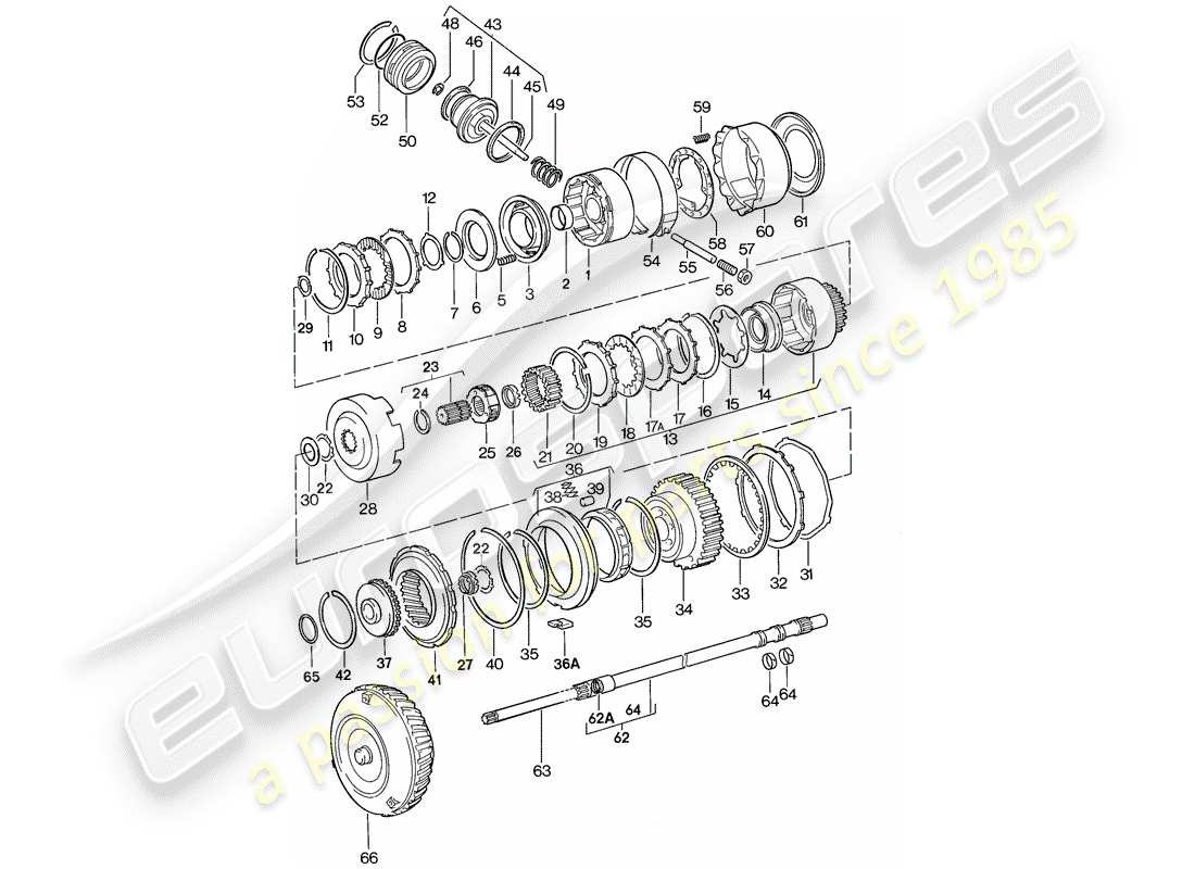 porsche 1976 (924) mécanisme de changement de vitesse - transmission automatique schéma des pièces