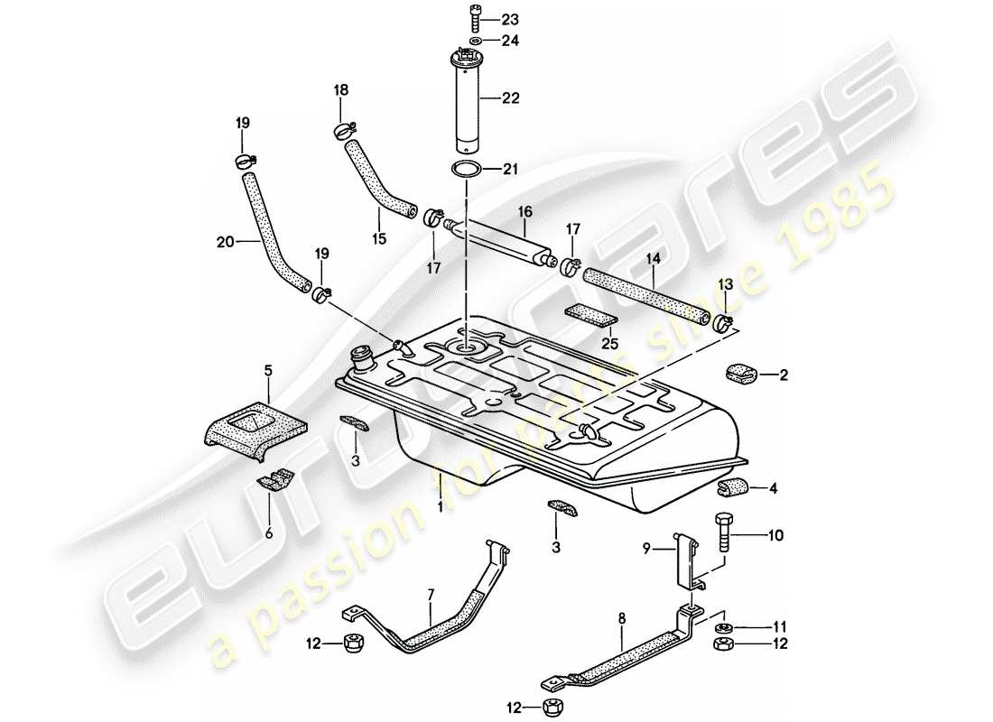 porsche 1986 (924s) réservoir de carburant - 1 schéma des pièces