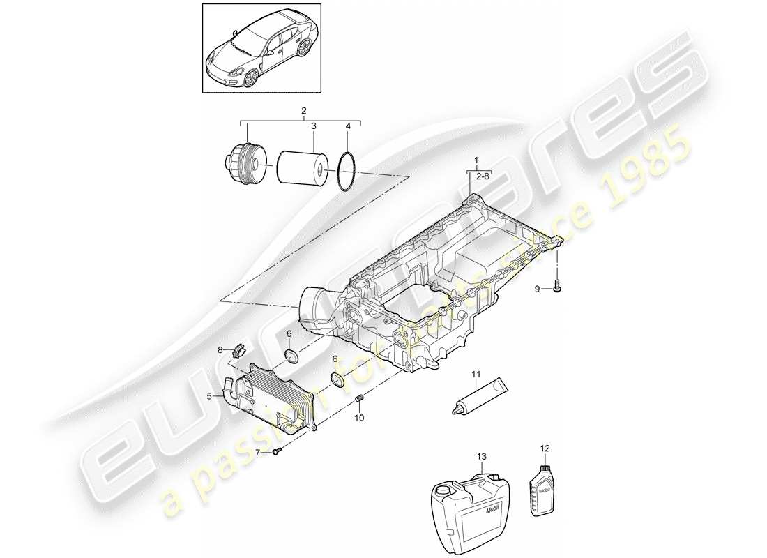 porsche 2013 (panamera 970) boîtier conducteur d'huile schéma des pièces