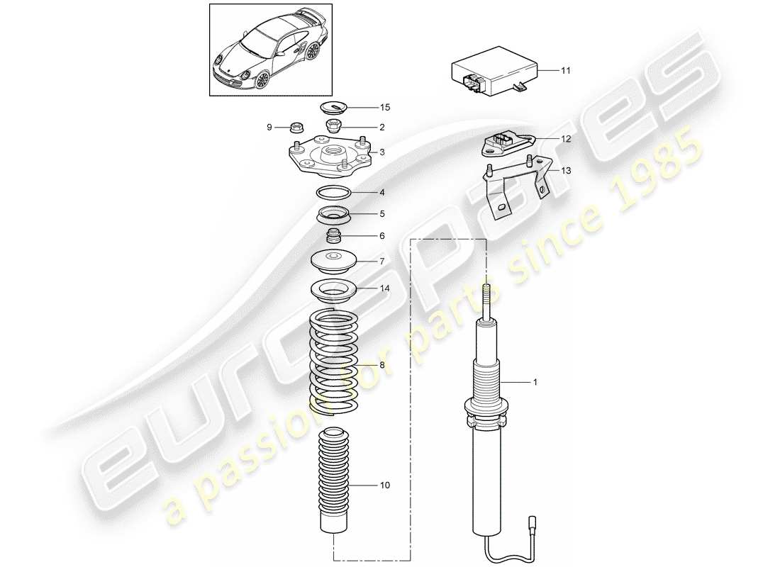 porsche 2013 (997-2 turbo / gt2 rs) schéma des pièces de suspension