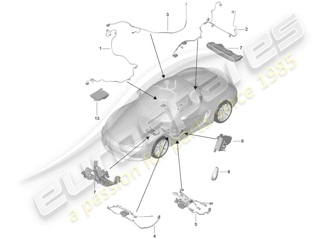 porsche 2016 (981 boxster spyder) faisceaux de câbles schéma des pièces