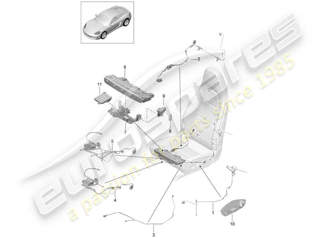 porsche 2017 (718 cayman) faisceaux de câbles schéma des pièces