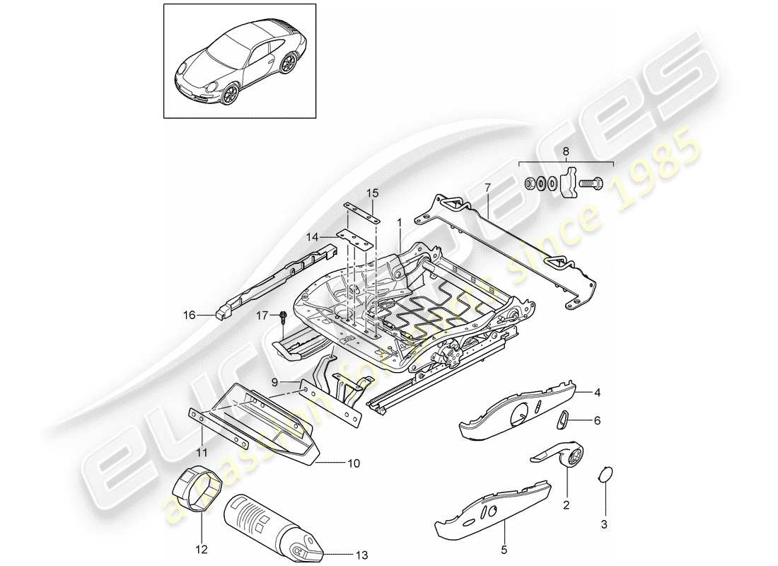 porsche 2010 (997-2) cadre de siège schéma des pièces
