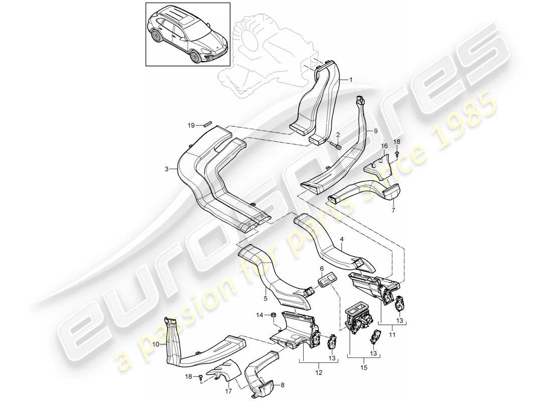 porsche 2013 (cayenne e2 92a) distributeur d'air schéma des pièces