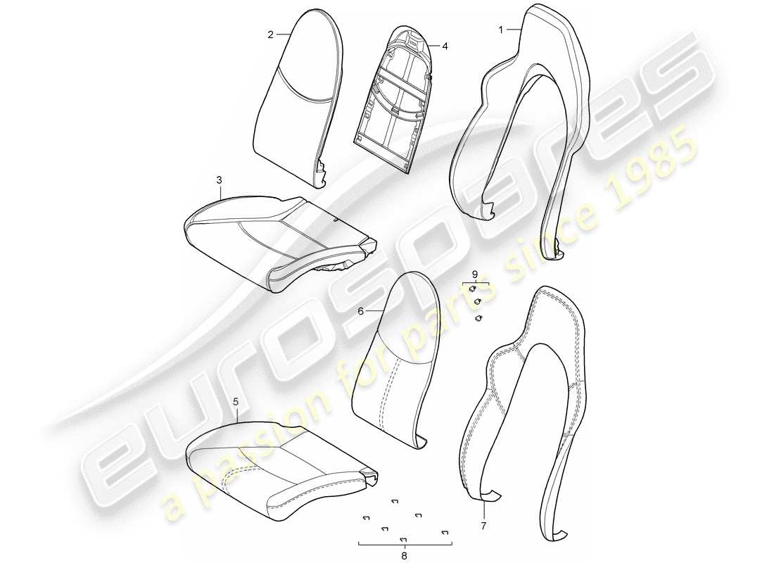 porsche 2008 (997-1 turbo / gt2) partie en mousse schéma des pièces