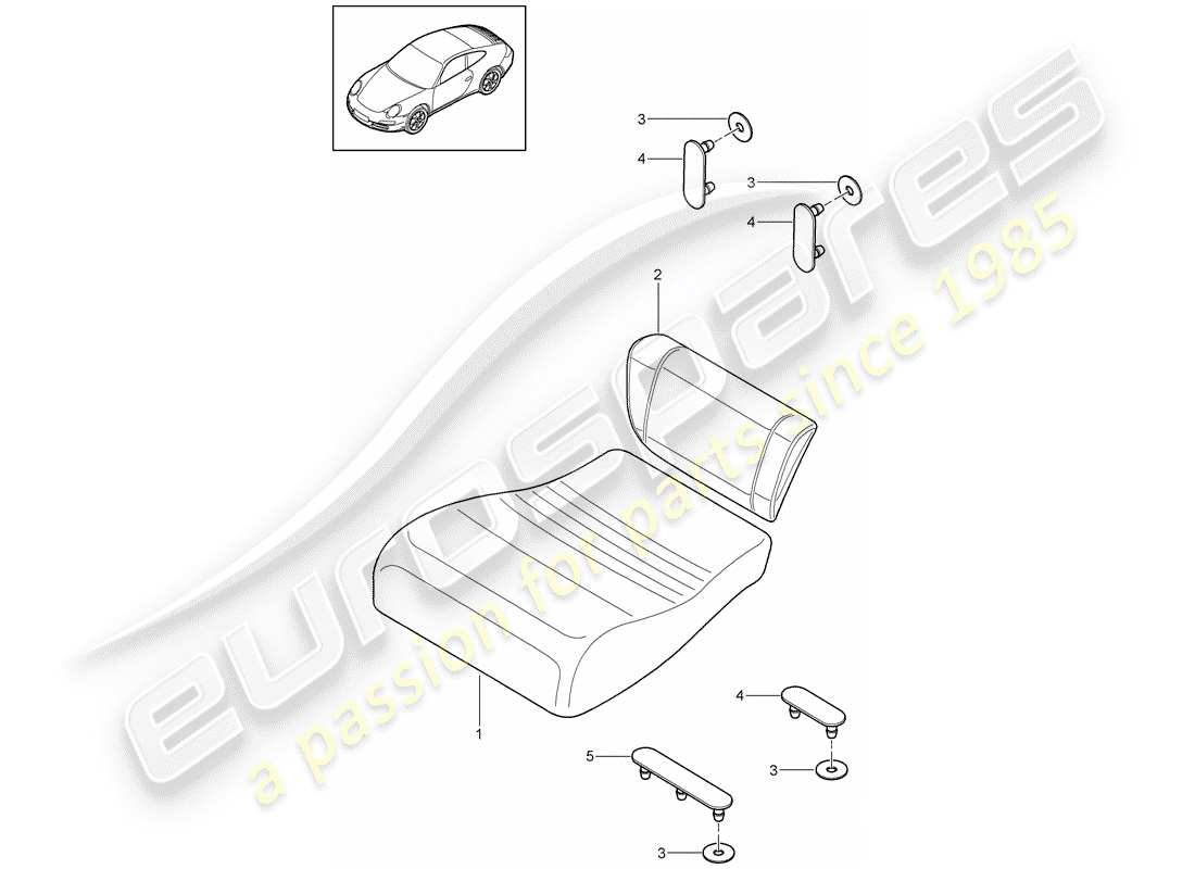 porsche 2009 (997-2) coussin de siège arrière schéma des pièces