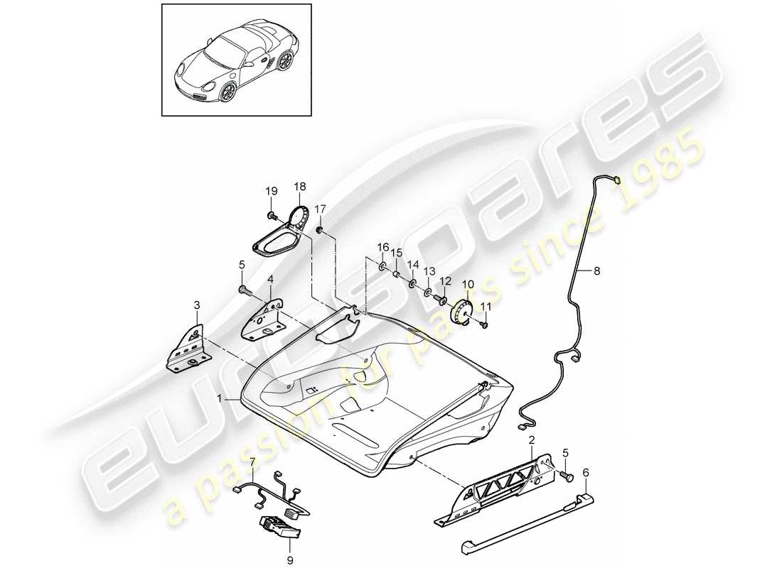 porsche 2011 (987 boxster) siège schéma des pièces