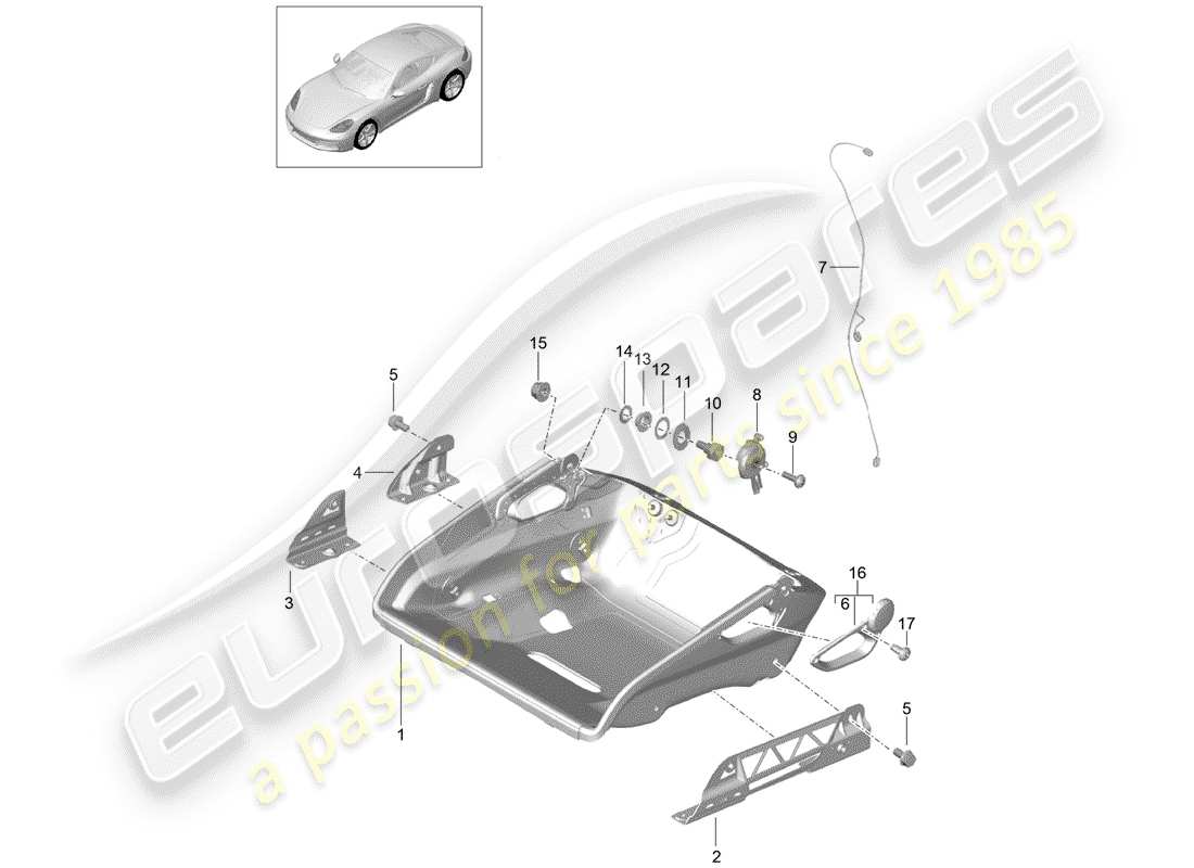 porsche 2019 (718 cayman) siège schéma des pièces