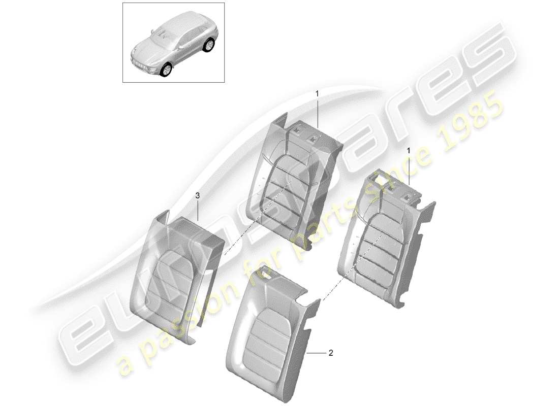 porsche 2014 (macan) partie en mousse schéma des pièces
