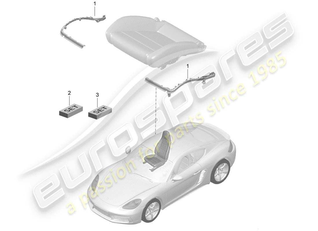 porsche 2017 (718 cayman) rembourrage pour siège schéma des pièces